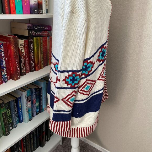 MARINE LAYER The Cora Aztec Cotton Knit Oversized Open Cardigan Sweater XS/S - Picture 6 of 11